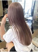 渋谷ピンクベージュカラーペールピンクカラー顔周りレイヤー30代