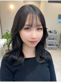 津久居ミディアムレイヤー韓国風グレージュ顔周りカット