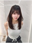 レイヤーカットミディアムレイヤー顔周りレイヤーハッシュカット