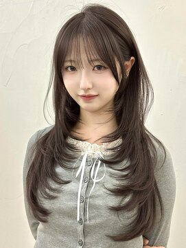 ライン(LINE) 韓国風/レイヤー/前髪カット/オリーブ/透明感/ハッシュカット