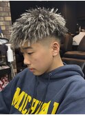 メンズパーマ　ホワイトメッシュ　ツイストパーマ