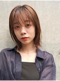 ミディアムレイヤーカットボブウルフ/10代20代/インナーカラー