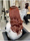 ブリーチなしWカラーからオレンジブラウン