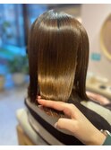 切りっぱなし×縮毛矯正
