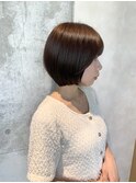 大人ショート/ショートボブ/お洒落ブラウン/サイドバング