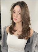かきあげ前髪/バタフライレイヤーカット/ヘーゼルベージュ
