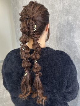 ランガリ ヘアアンドスパ(Rangali Hair&Spa) 【別府　ランガリ】ヘアセット、編みおろしツインポニー