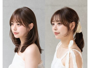 オーブ ヘアー プリモ 盛岡店(AUBE HAIR primo)の写真/前髪・顔まわりカットで小顔見えサイドバングに*