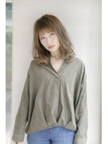 ルルディ バイ アフロディーテ銀座(luludi by APHRODITE)&nbsp;ミディアム/デザインカラー/シルキーベージュ/斜めバング/銀座