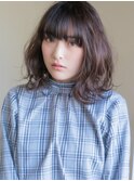 【Lond佐野】小顔重めミディアムアッシュブラウンウェーブボブ