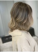 ハイライトバレイヤージュグラデーション/ボブヘアミディアム