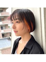 アトリエ フェム(atelier.fem)&nbsp;オレンジインナーカラー×ぱつっとボブ