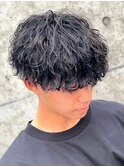 波巻きツイストスパイラルツーブロック束感マッシュメンズパーマ