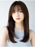 レイヤーカットシンプルストレート毛先ワンカール