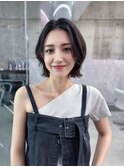 前髪なし外ハネボブ/骨格ひし形レイヤーカット/イメチェンミディ