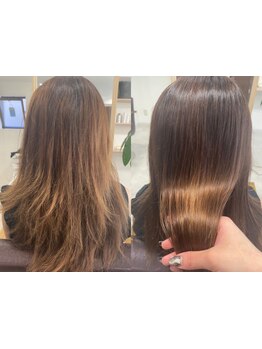 【南森町】ダメージレスに癖を伸ばす酸性薬剤で天使の輪が復活！憧れのうる艶ヘアが叶います♪