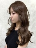 韓国ヘアレイヤーカットブリーチなしミルクティーベージュ原宿