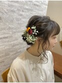 成人式前撮りゆるふわお団子アレンジ