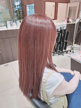 ミック ヘアアンドメイクアップ 高田店(miq Hair&Make up) シークレットハイライト/イルミナカラー/コーラルピンク/ロング