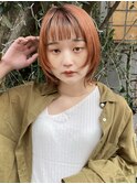 花田/切りっぱなしボブ/ウルフボブ/オレンジブラウン/下北沢