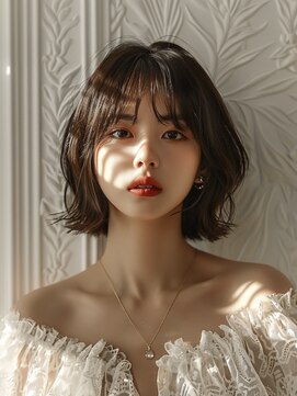 レヴ 草加店(LEV.) イメチェン 外はね ボブ 美髪 ワイドバング ブルーブラック