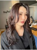 韓国巻き髪×ダークローズ/くびれカット
