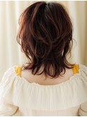 チェリーレッド立体感小顔ウルフパーマTc2上尾20代30代40代