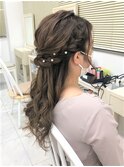 編み込みハーフアップ