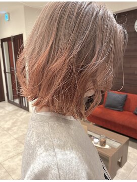 ジャム(Jam) 切りっぱなしボブ×コーラルピンクグラデーション★中村大輔