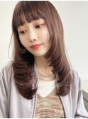 オリーブベージュショートミニボブグレージュブリーチレイヤー