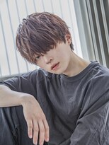 小久保styleフェザーパーマグレーブルーカラー刈り上げショート