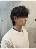 ツヤ髪ウェットスタイル波巻きスパイラルウルフミディアム