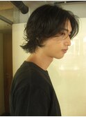 メンズボブウルフメンズミディアムレイヤーカットメンズウルフ