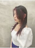 フェミニンミディのフェイスラインインナーカラー