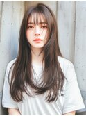 フェイスレイヤー/ロングレイヤー/地毛風ストレート/アッシュ