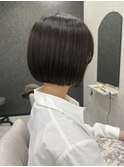 ボブ/丸みボブ/前下りボブ/アッシュカラー/暗髪