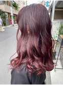 ブリーチなしのワインレッド