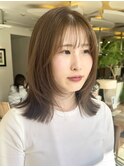 ミディアムレイヤー透明感ブリーチなしオリーブベージュ