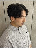 メンズナチュラルセンターパート刈り上げスパイラルパーマ