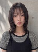 韓国風パーマ鎖骨ミディアム前髪なしサイドバング韓国レイヤー☆