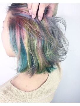 ヘアーアンドメイク ニューヨークニューヨーク 姫路店(Hair&Make NYNY) 【ユニコーンカラー】グリーン　ピンク　シルバーグレー