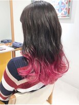 ピンクカラーバター☆グレーグラデーションブリーチWカラー