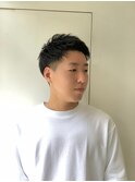 ツーブロック 黒髪 アップバング