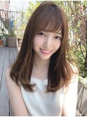 大人かわいいフェザーバングカーキベージュロング30代吉祥寺