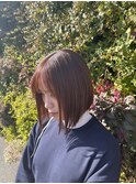 丸くならないボブピンクベージュ