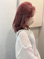 キャンバス バイ ネオリーブ 横浜西口(Canvas by neo.)&nbsp;カシスレッド セミロングレイヤー 横浜 かきあげ前髪　sk