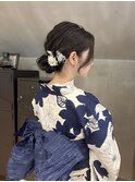〈夏祭りヘアセット シニヨンスタイル〉