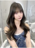 韓国前髪カット/レイヤーカット＊ブリーチなしオリーブカラー