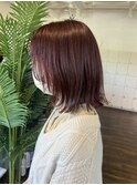 ピンクレッド×インナーカラーシルバーホワイト