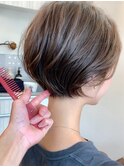 かきあげ前髪小顔まわりつや髪骨格補正丸みショートボブヘア